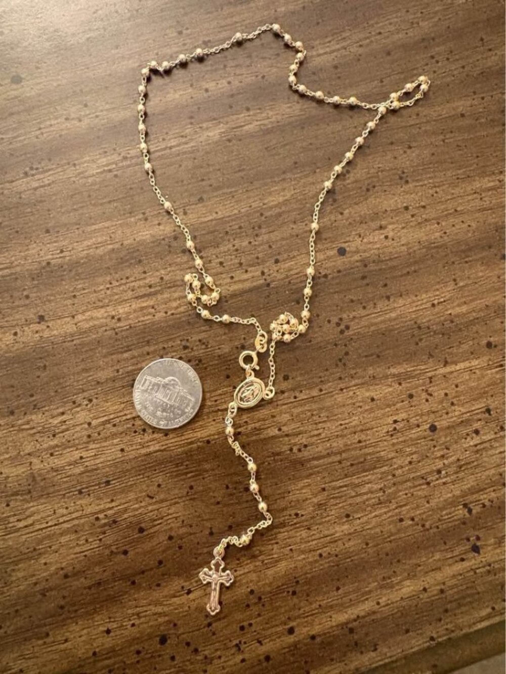 Silver 925 20 inch Gold-Toned Rosary